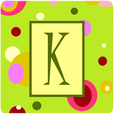 Carolines Treasures Monogram - Green Foam Coasters Initial Letter K- Set of 4 CJ1010-KFC